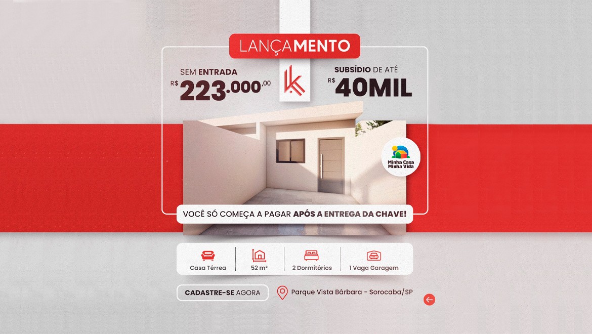 Casa térrea com 52m² em Sorocaba/SP